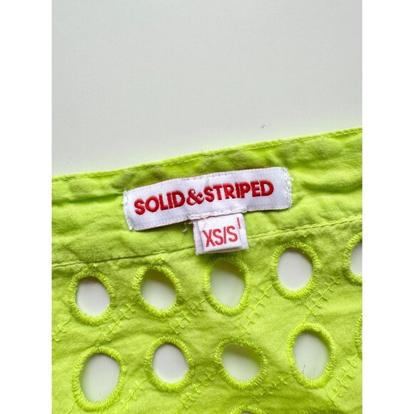 SOLID & STRIPED Neon Lime Green Cotton Eyelet Mini Wrap Pareo, Size XS/S - Picture 7 of 10